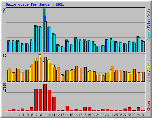 Daily usage for January 2021