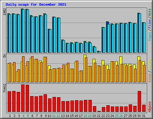 Daily usage for December 2021