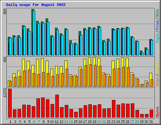 Daily usage for August 2022