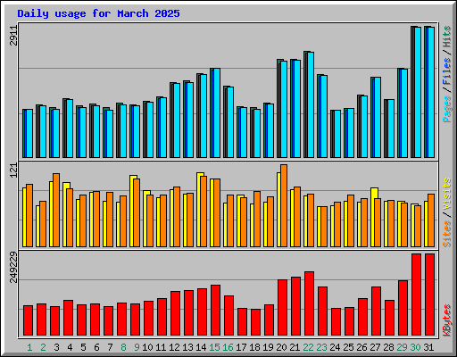 Daily usage for March 2025